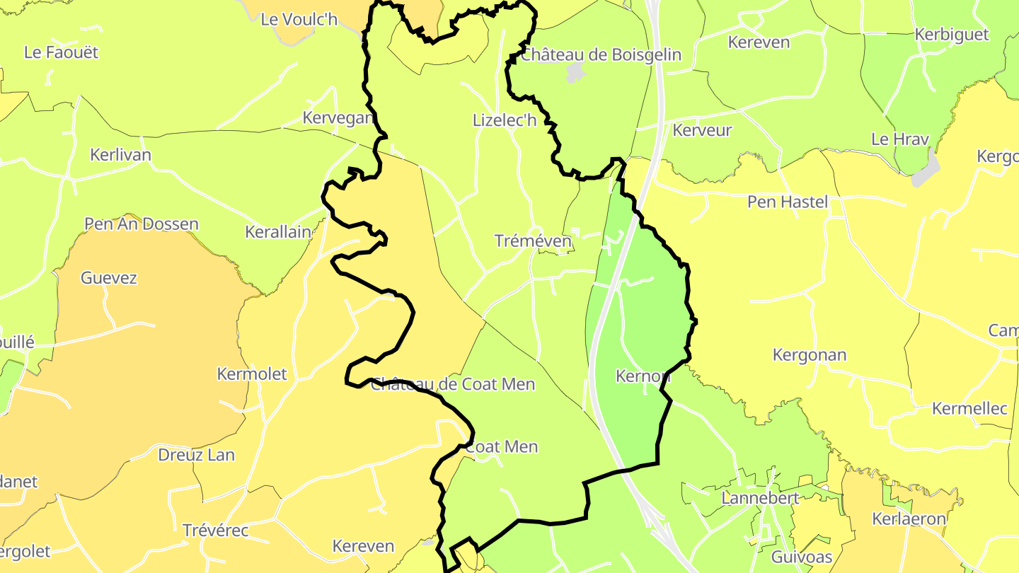 Carte des prix de l'immobilier Tréméven