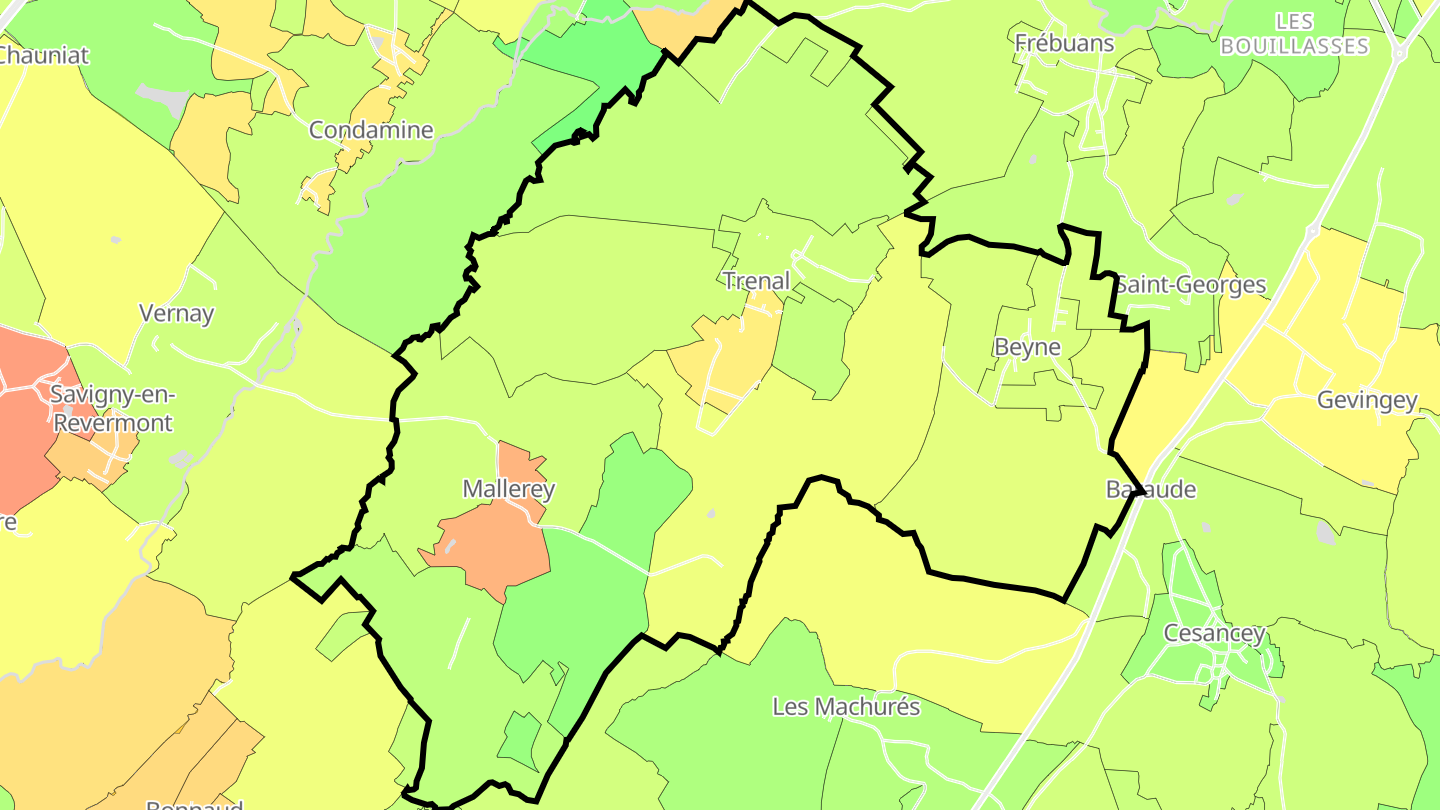 Carte des prix de l'immobilier Trenal