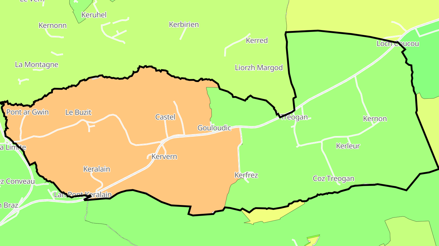 Carte des prix de l'immobilier Tréogan