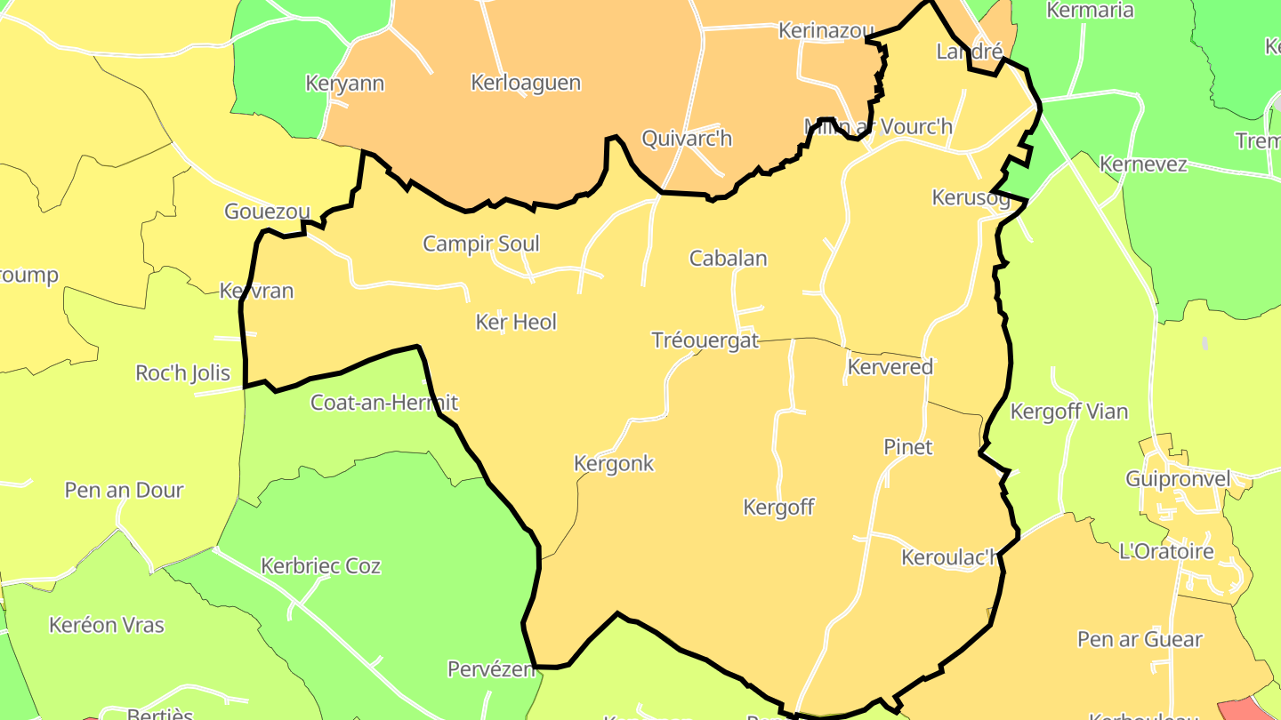 Carte des prix de l'immobilier Tréouergat