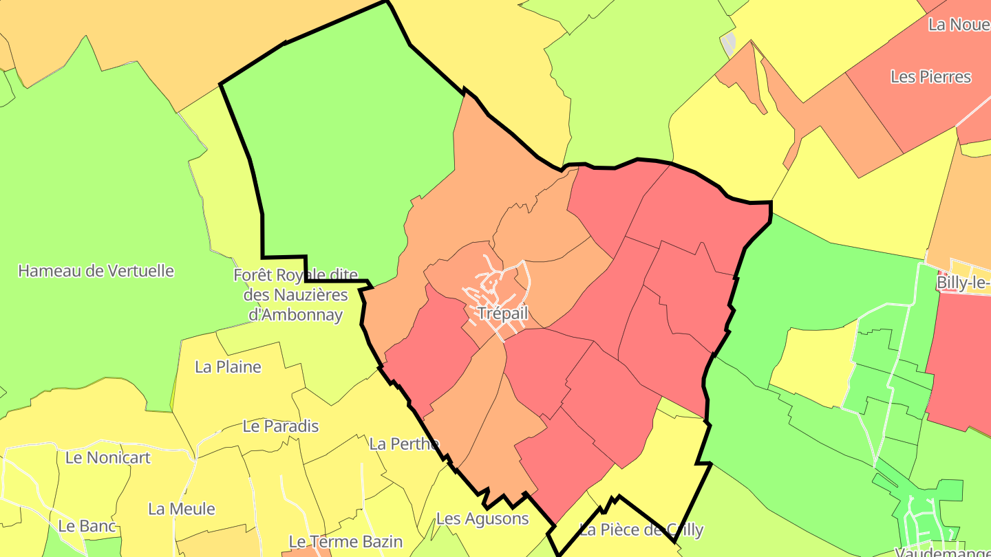 Carte des prix de l'immobilier Trépail