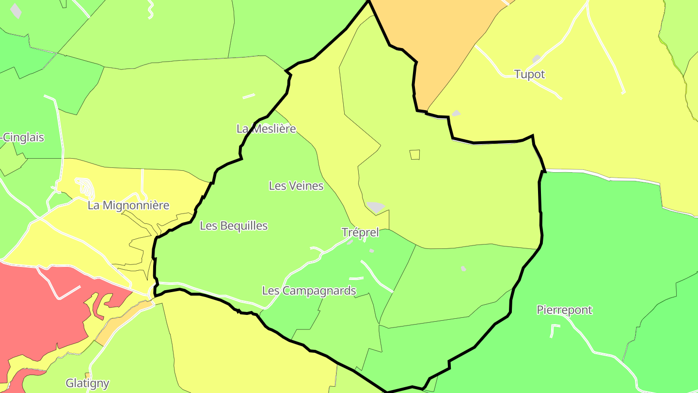 Carte des prix de l'immobilier Tréprel