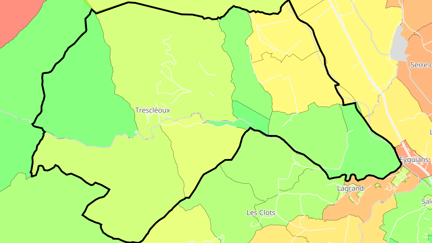 Carte des prix de l'immobilier Trescléoux