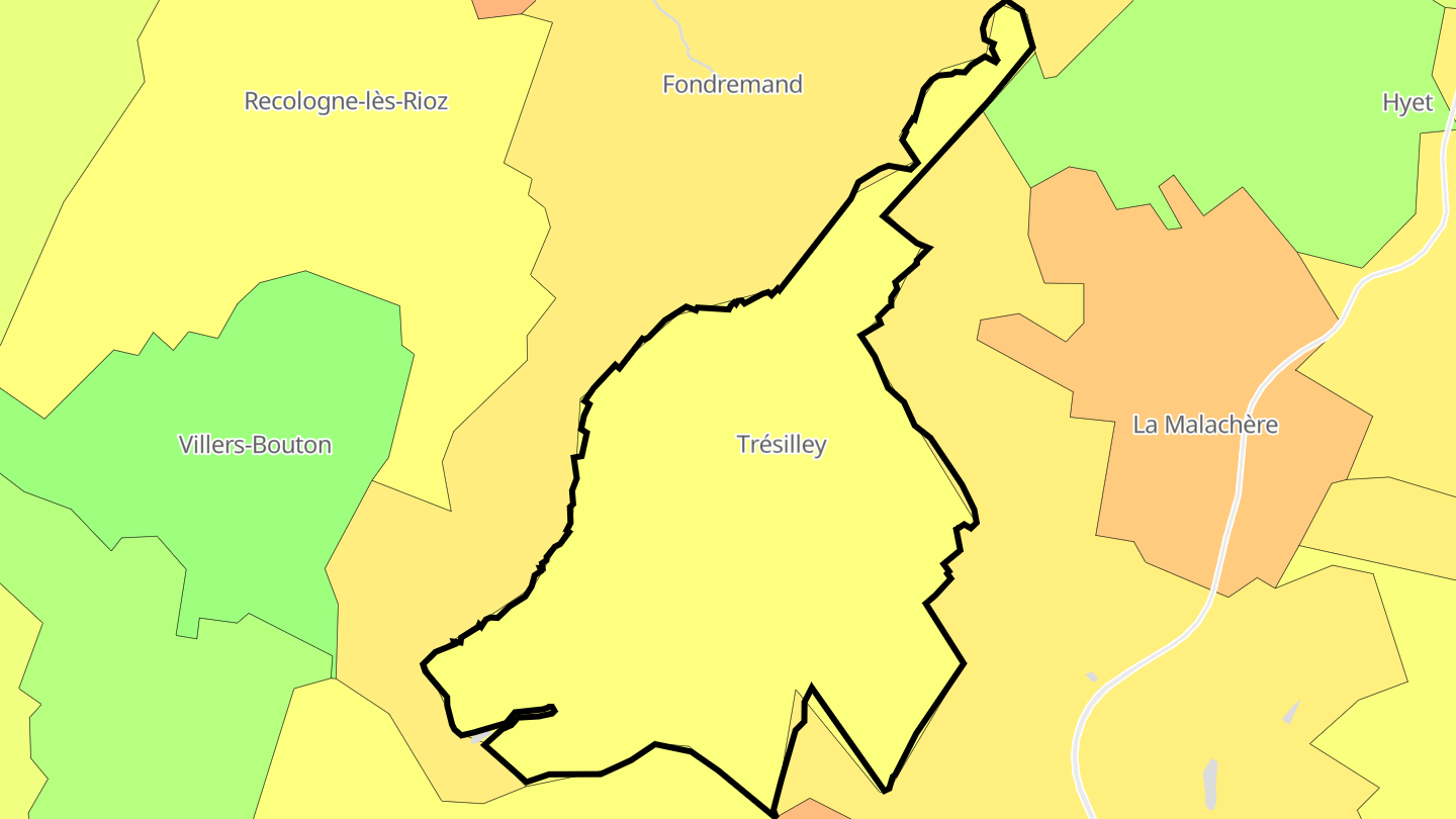 Carte des prix de l'immobilier Trésilley