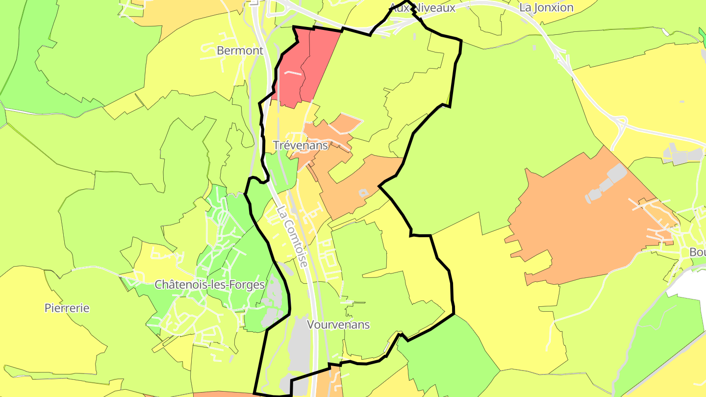 Carte des prix de l'immobilier Trévenans