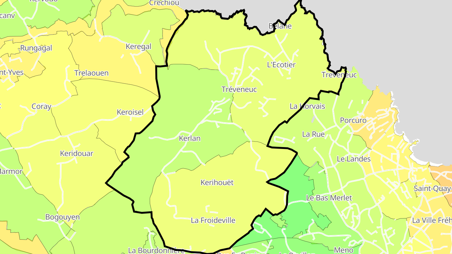 Carte des prix de l'immobilier Tréveneuc