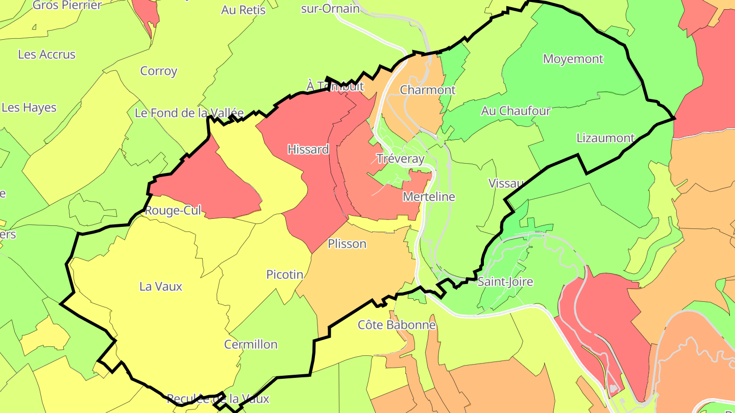 Carte des prix de l'immobilier Tréveray