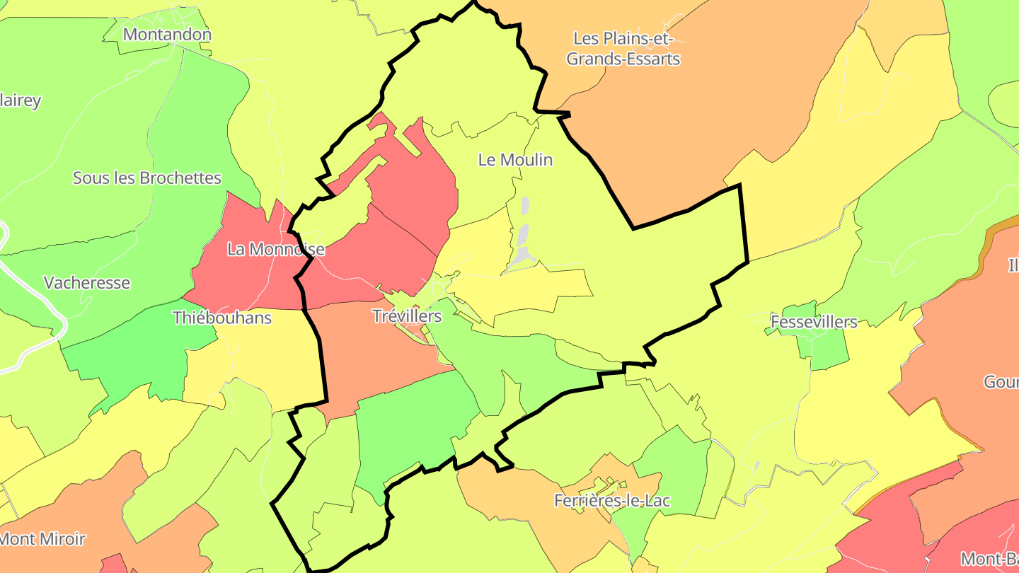 Carte des prix de l'immobilier Trévillers