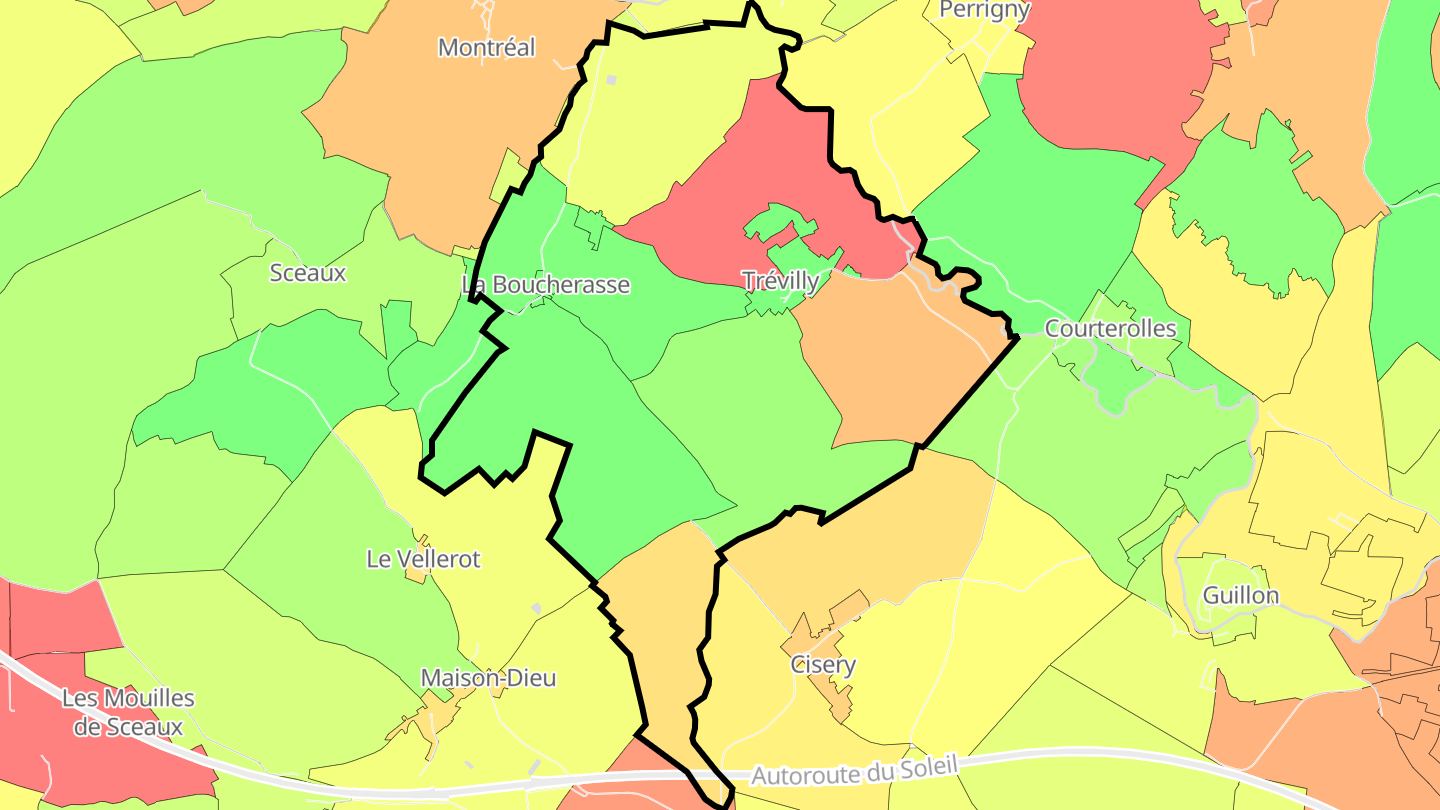 Carte des prix de l'immobilier Trévilly