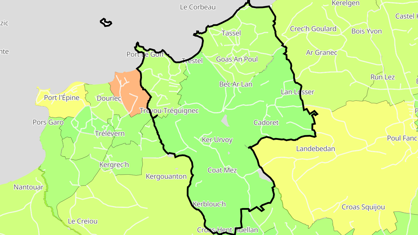 Carte des prix de l'immobilier Trévou-Tréguignec