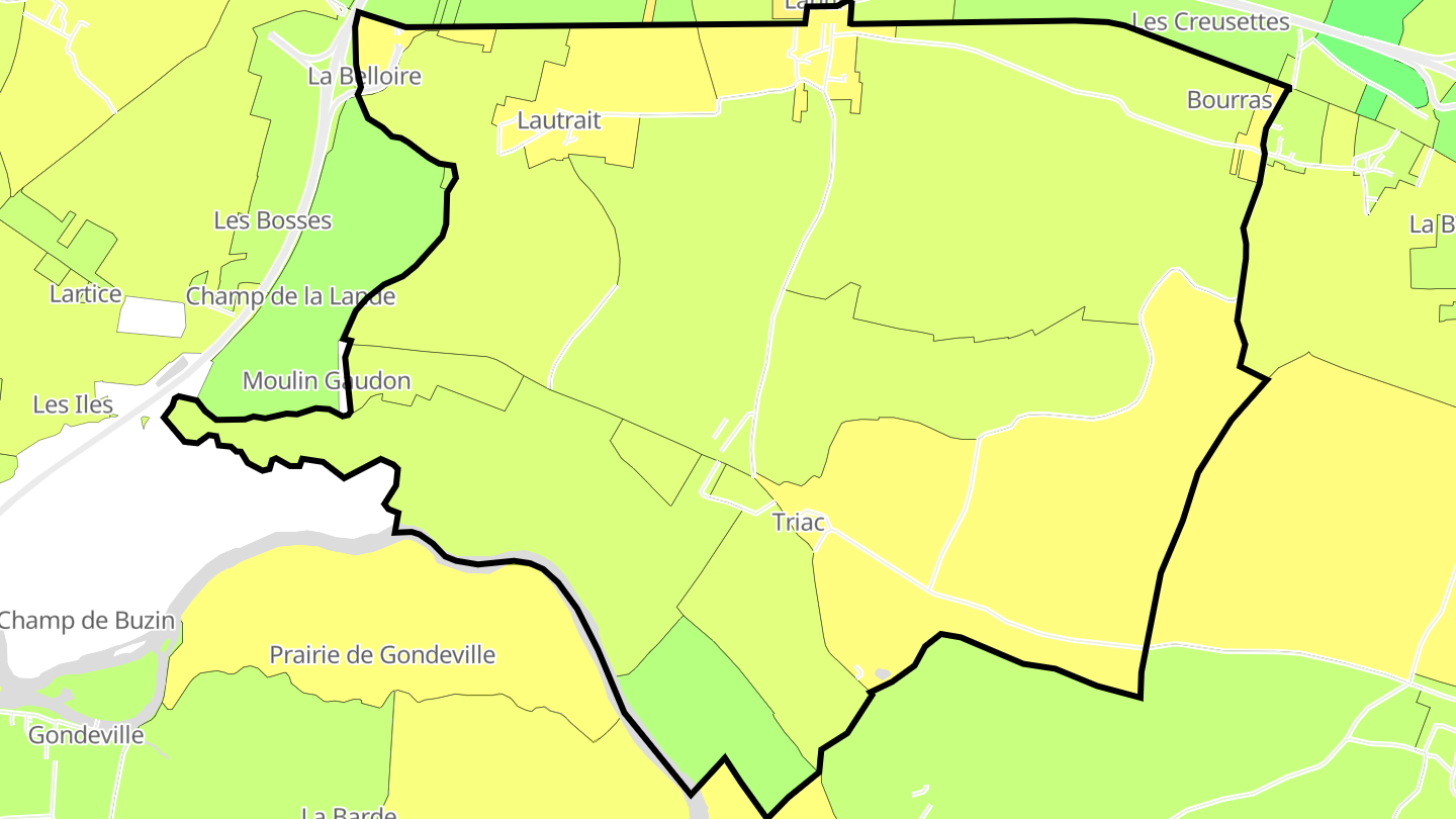 Carte des prix de l'immobilier Triac-Lautrait