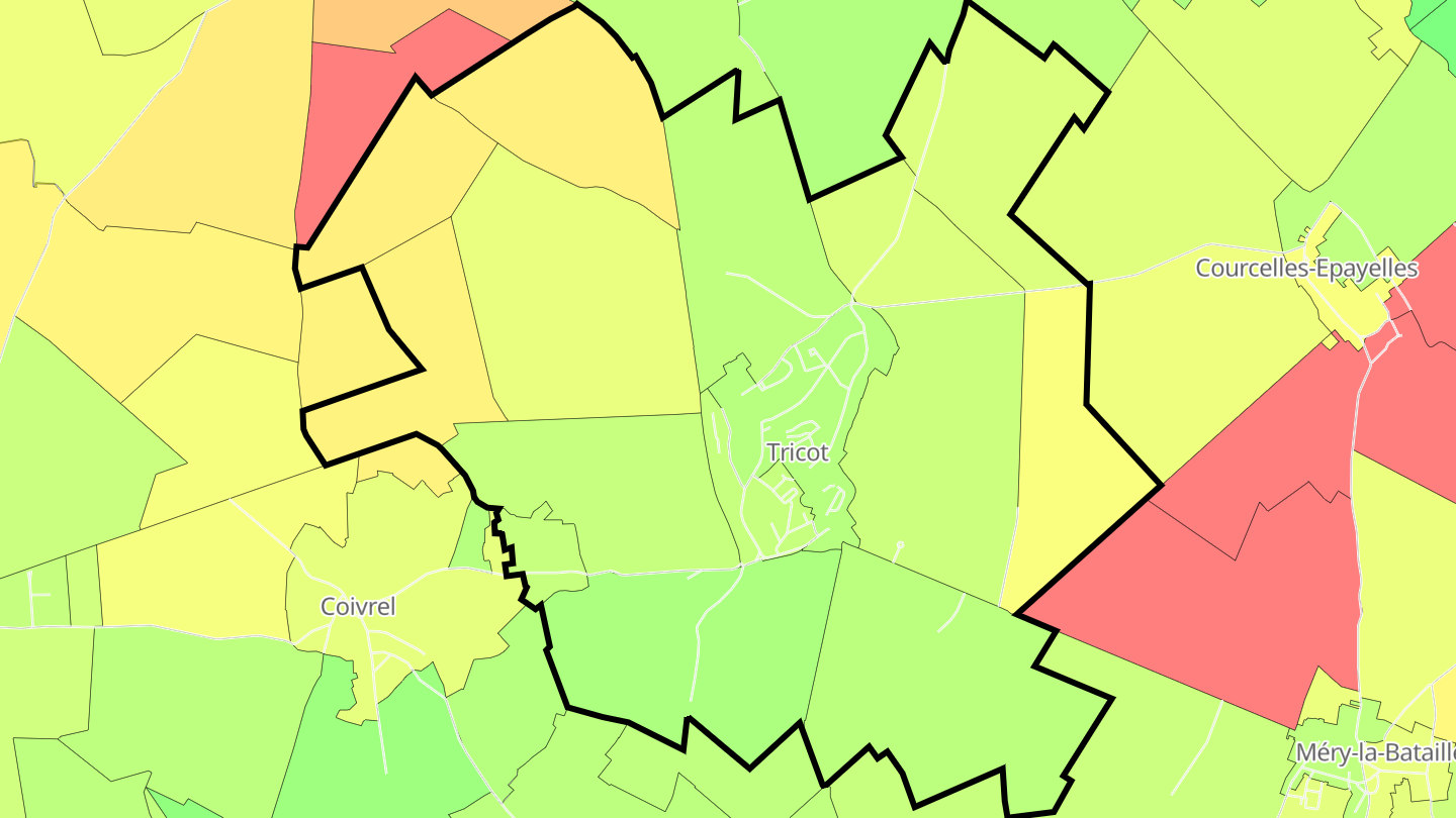 Carte des prix de l'immobilier Tricot