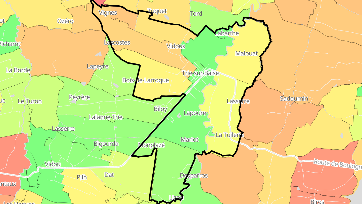 Carte des prix de l'immobilier Trie-sur-Baïse