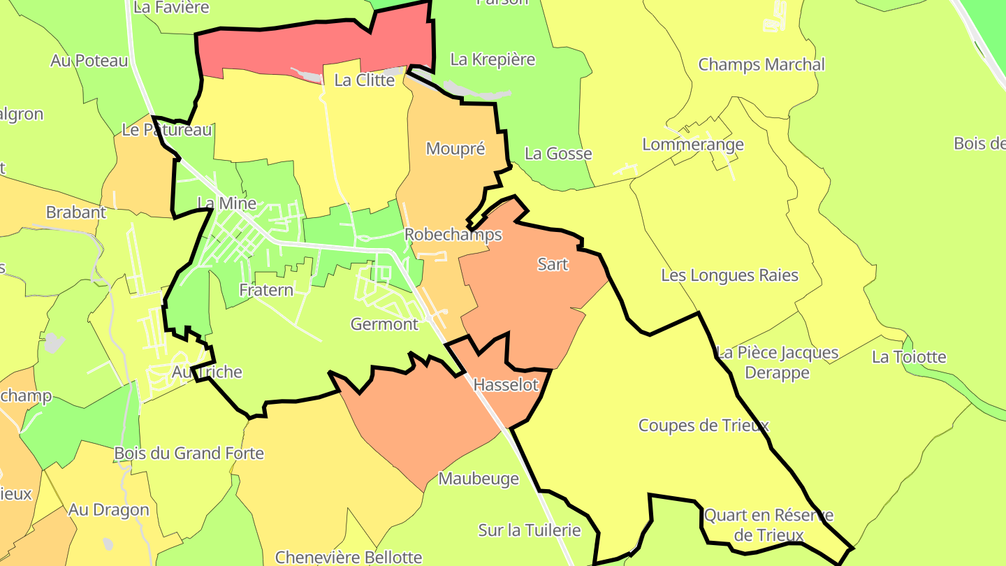 Carte des prix de l'immobilier Trieux
