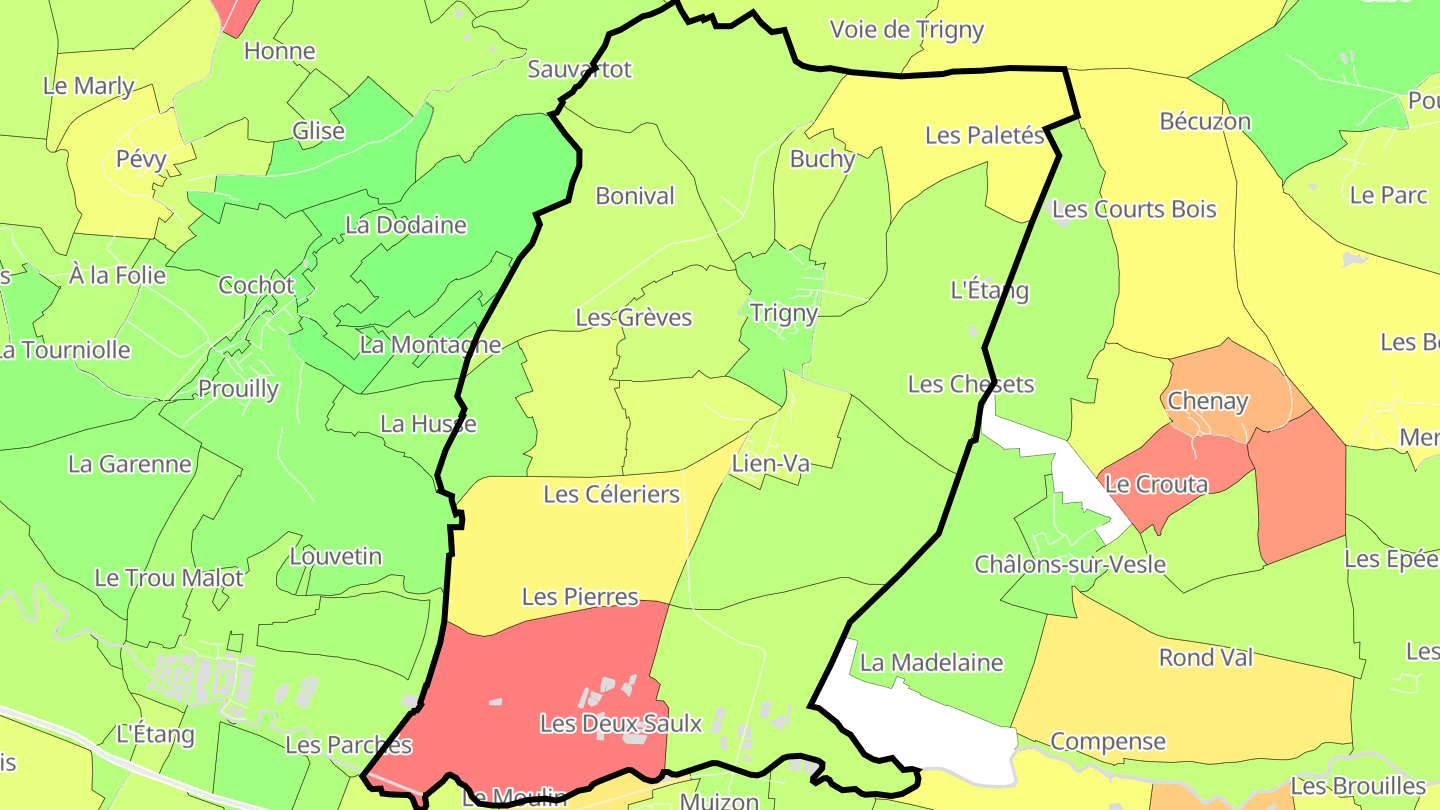 Carte des prix de l'immobilier Trigny