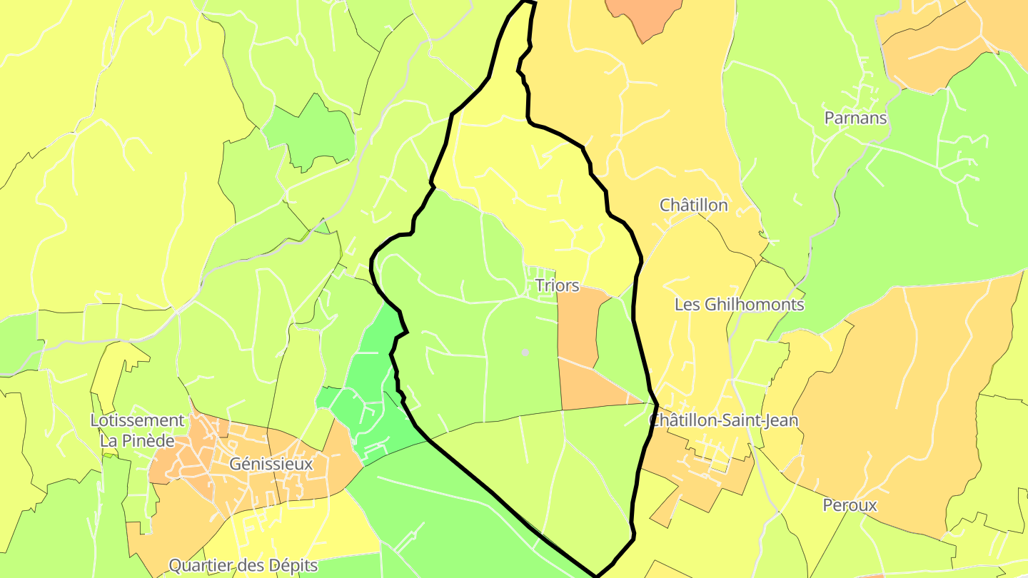 Carte des prix de l'immobilier Triors