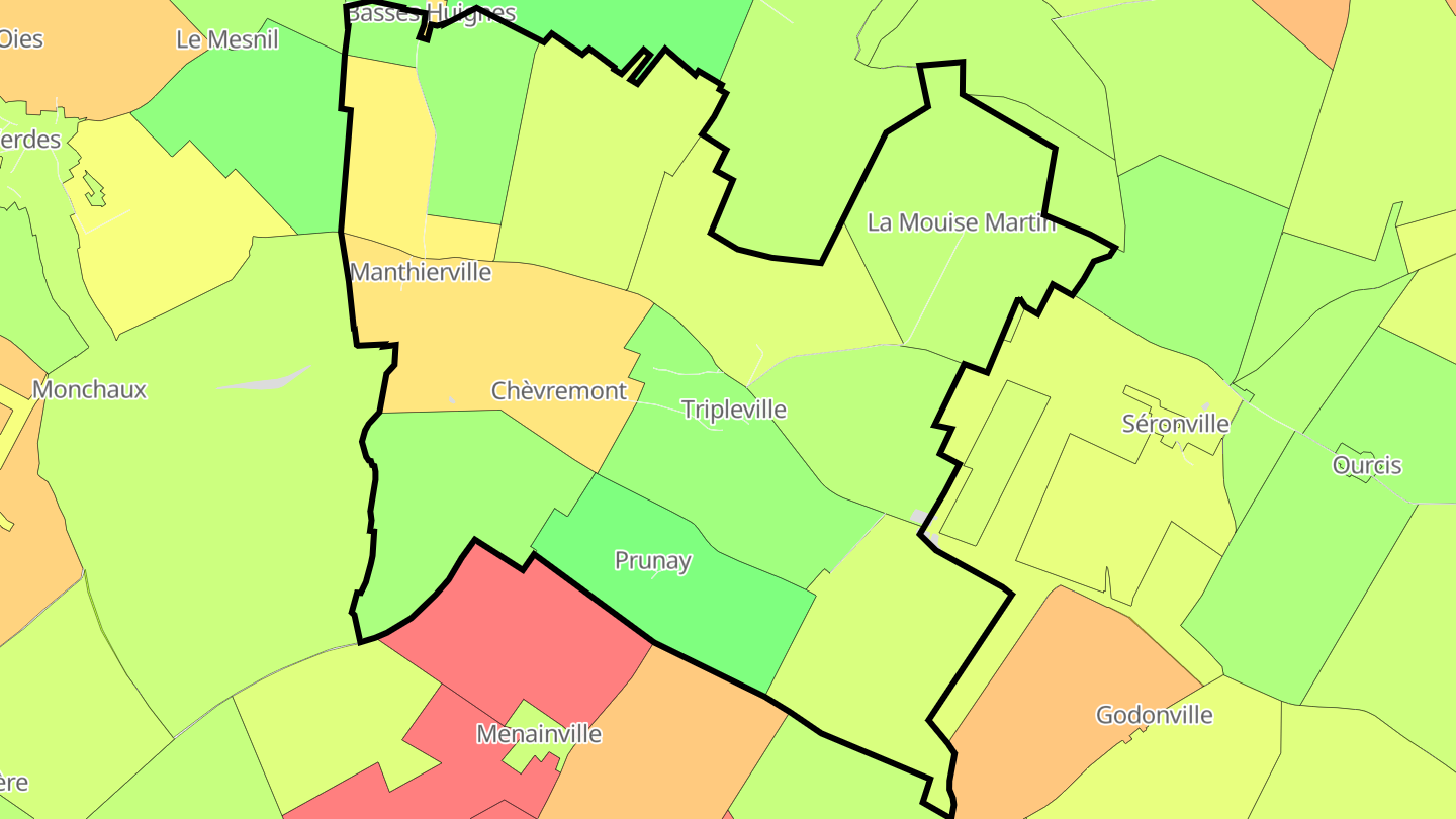 Carte des prix de l'immobilier Tripleville