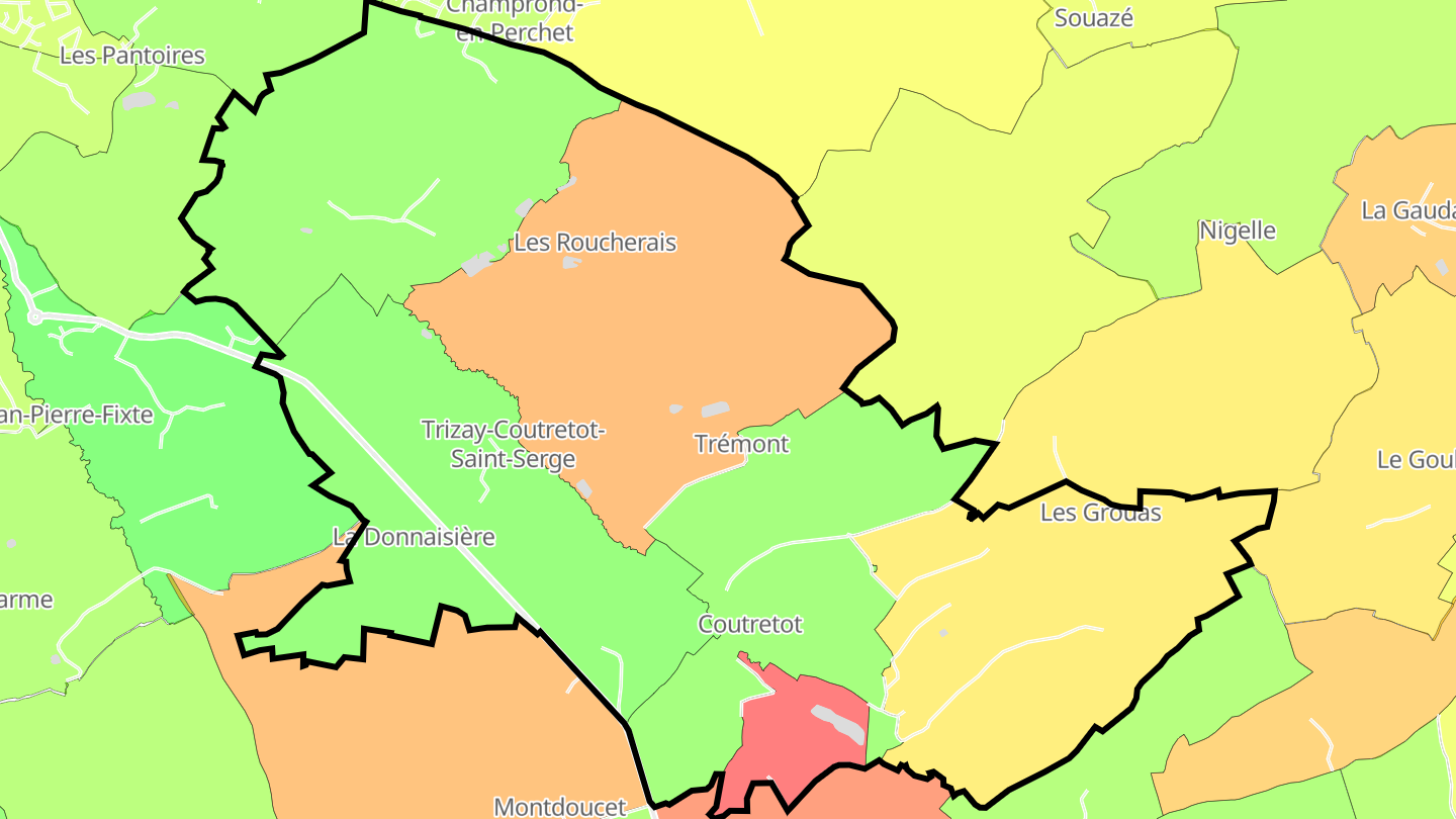 Carte des prix de l'immobilier Trizay-Coutretot-Saint-Serge