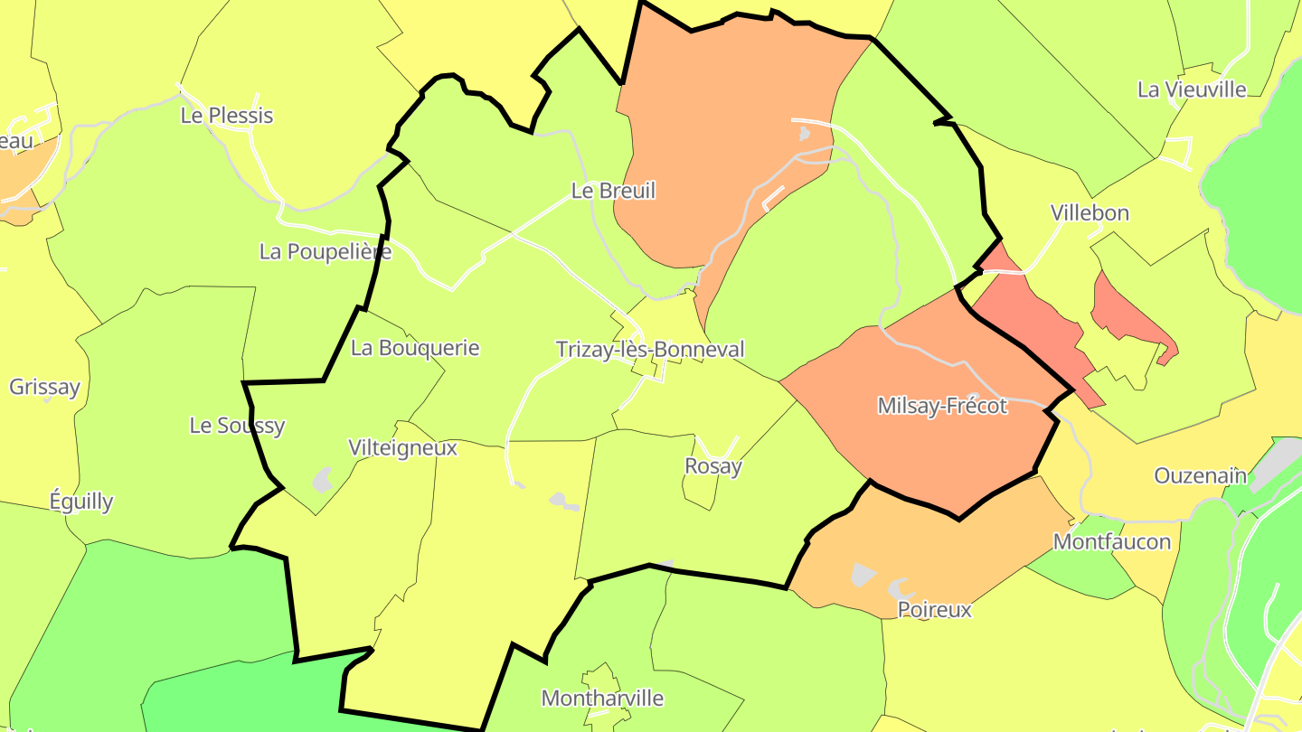 Carte des prix de l'immobilier Trizay-lès-Bonneval