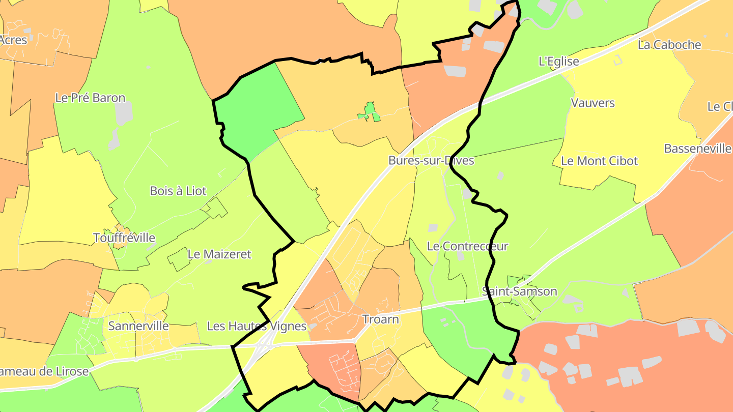Carte des prix de l'immobilier Troarn