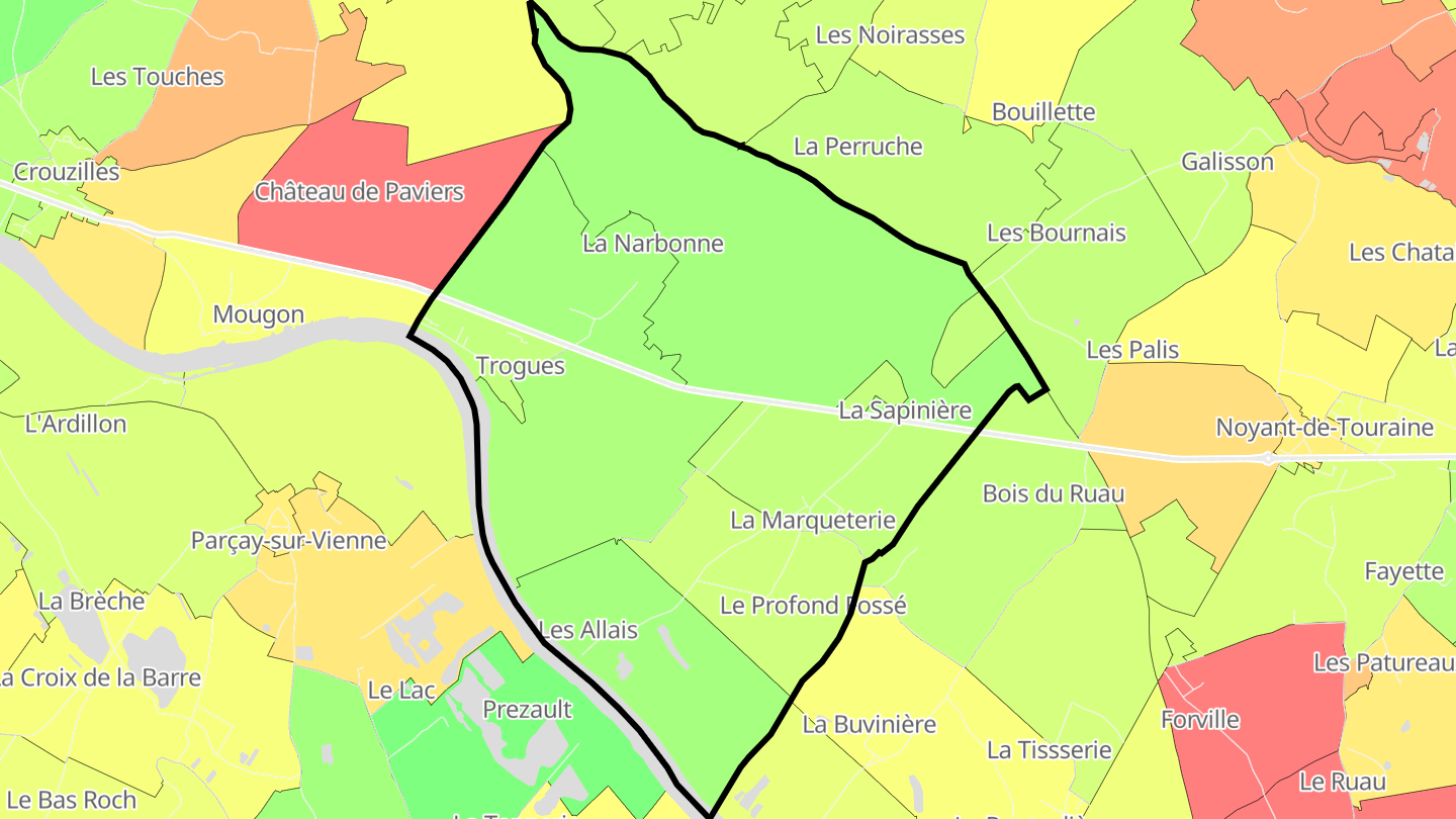 Carte des prix de l'immobilier Trogues