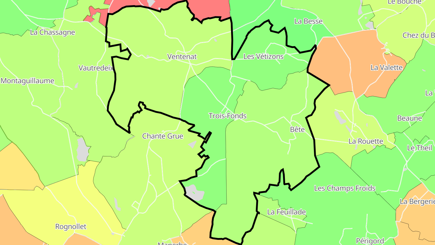 Carte des prix de l'immobilier Trois-Fonds