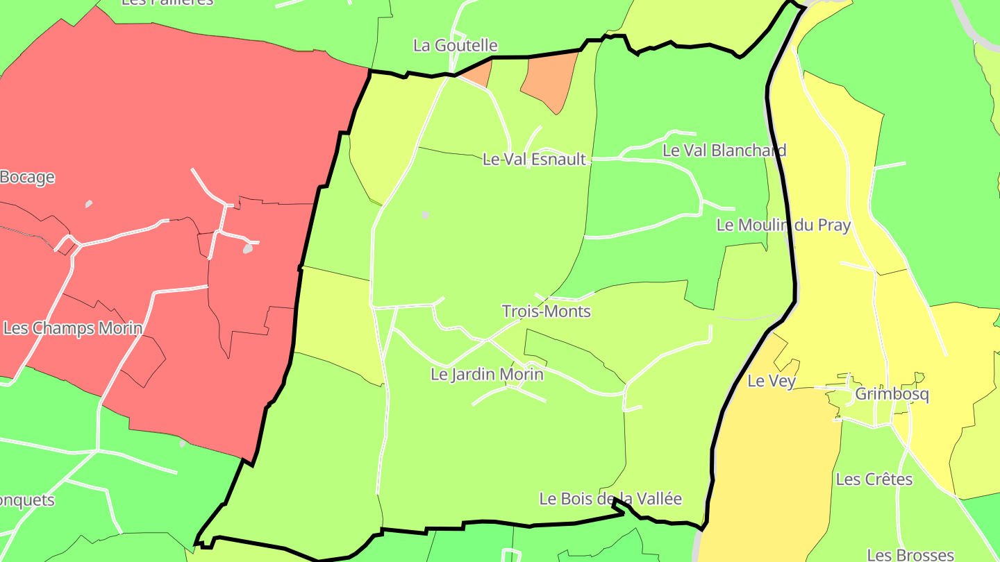 Carte des prix de l'immobilier Trois-Monts