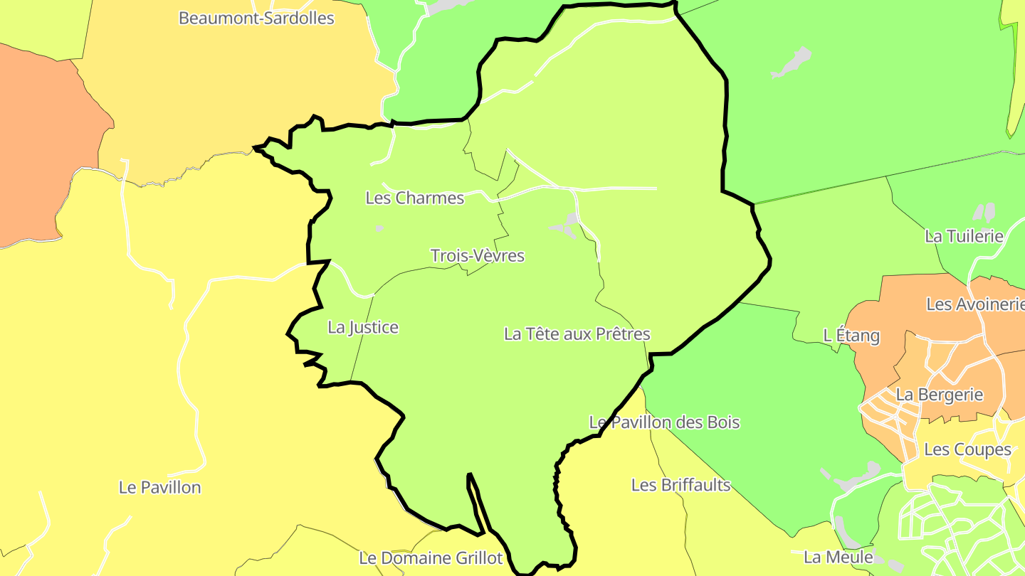 Carte des prix de l'immobilier Trois-Vèvres