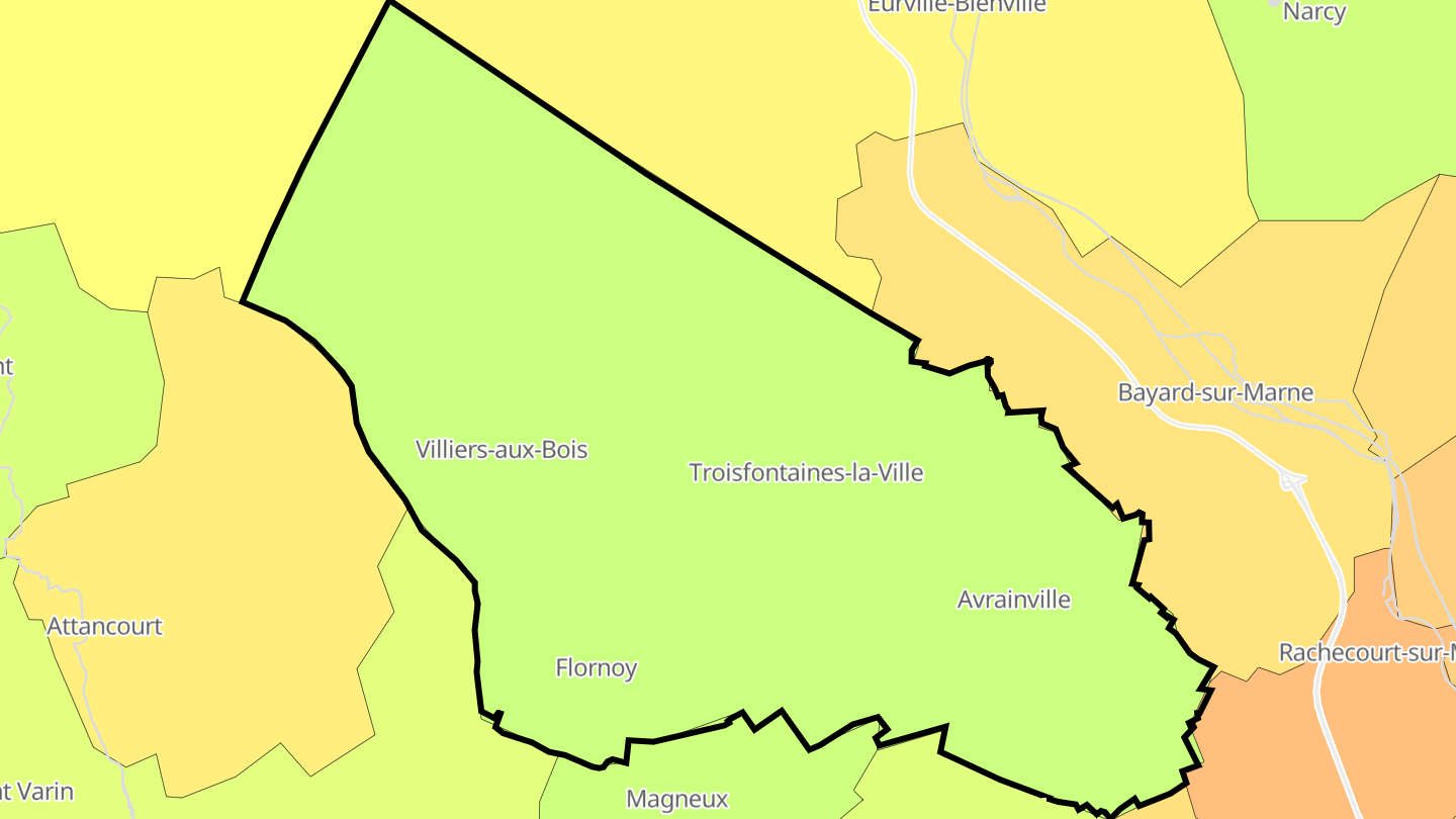 Carte des prix de l'immobilier Troisfontaines-la-Ville