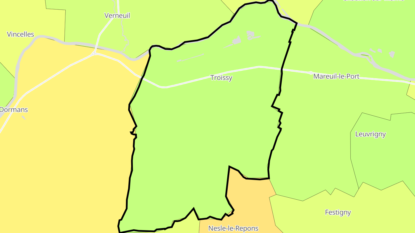 Carte des prix de l'immobilier Troissy