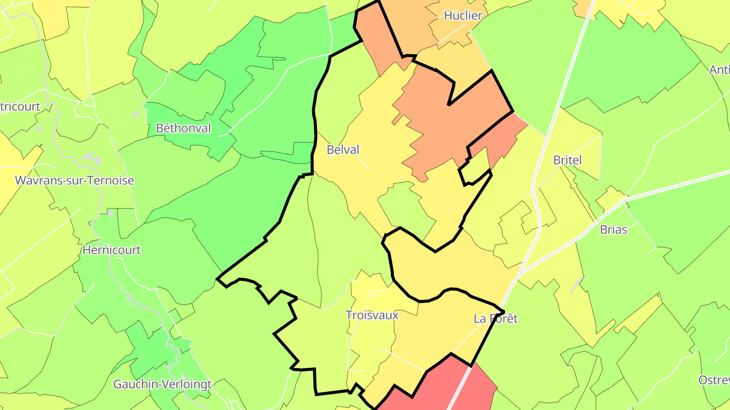 Carte des prix de l'immobilier Troisvaux