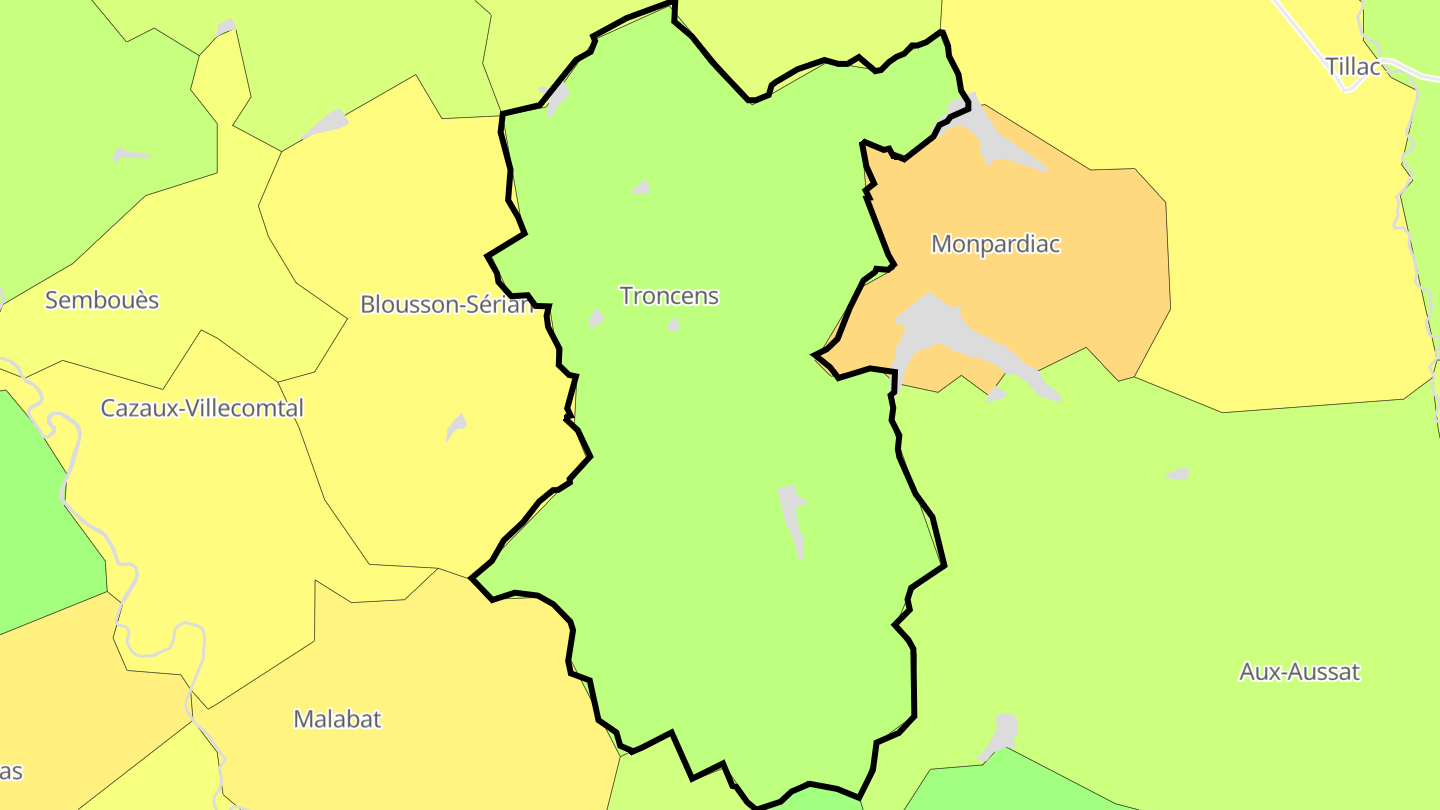 Carte des prix de l'immobilier Troncens