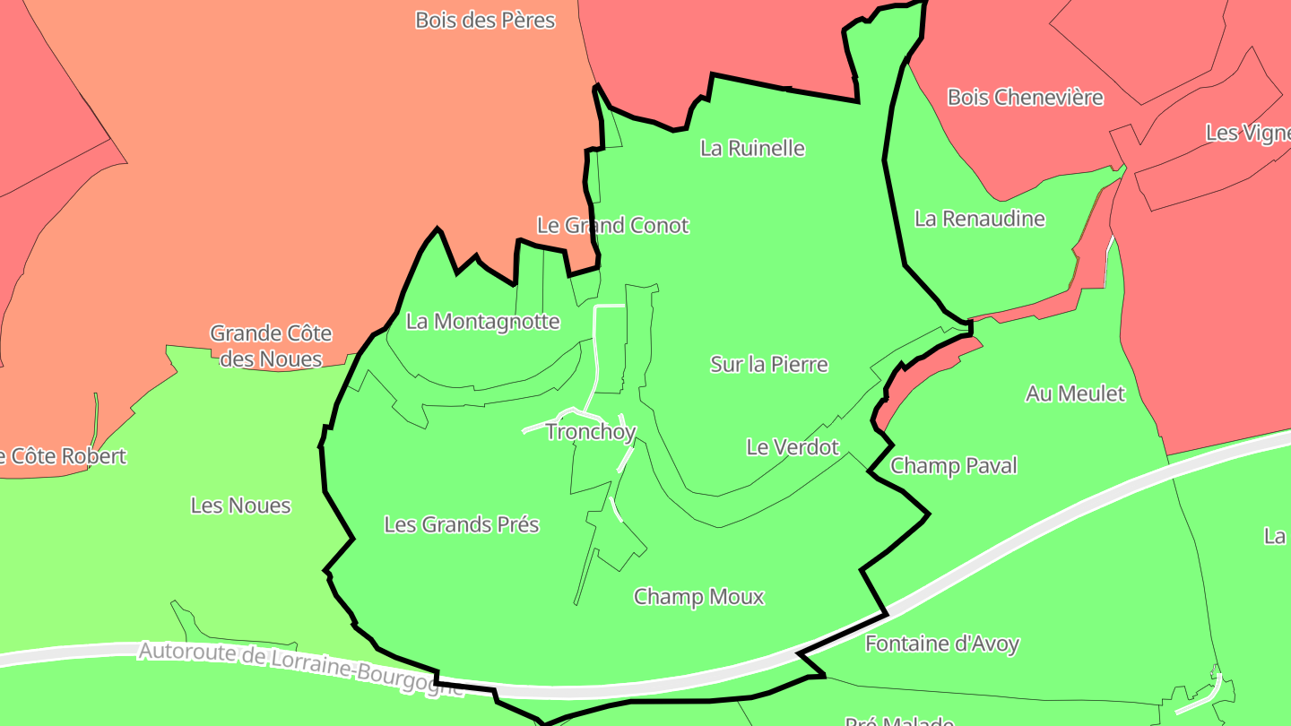 Carte des prix de l'immobilier Tronchoy