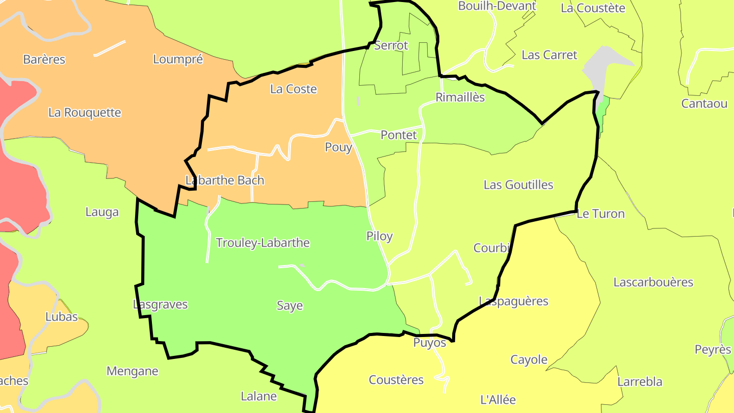 Carte des prix de l'immobilier Trouley-Labarthe