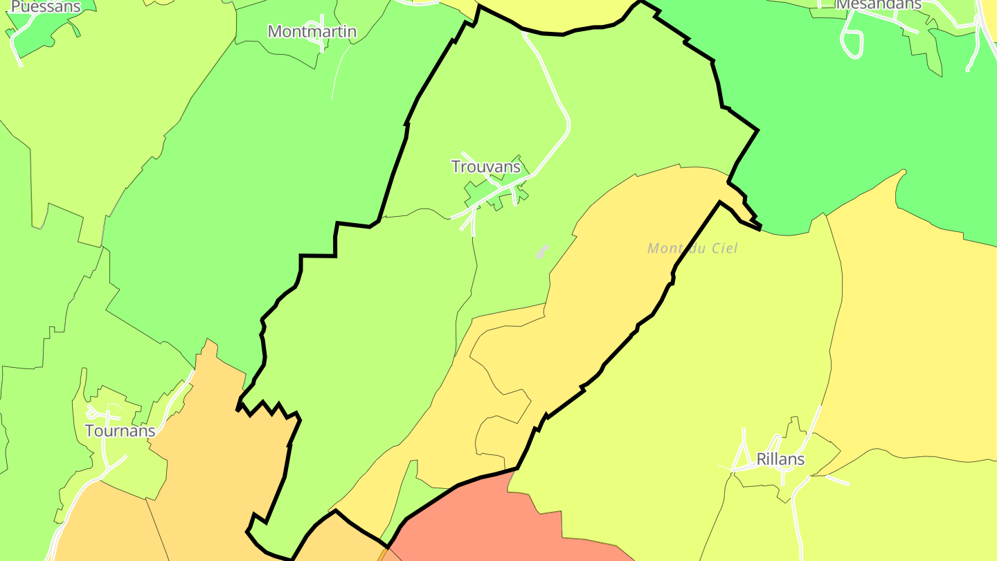 Carte des prix de l'immobilier Trouvans