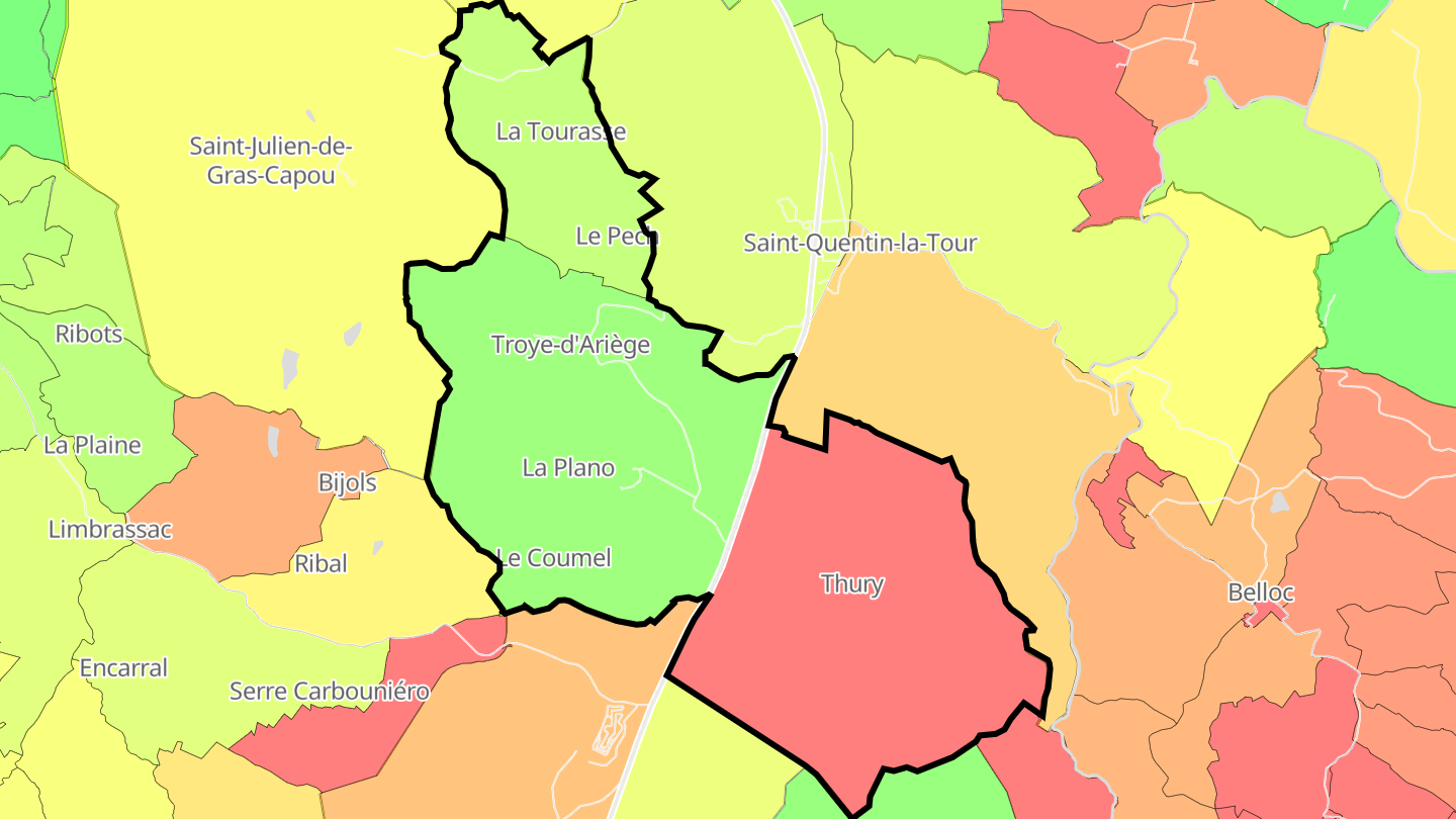 Carte des prix de l'immobilier Troye-d'Ariège