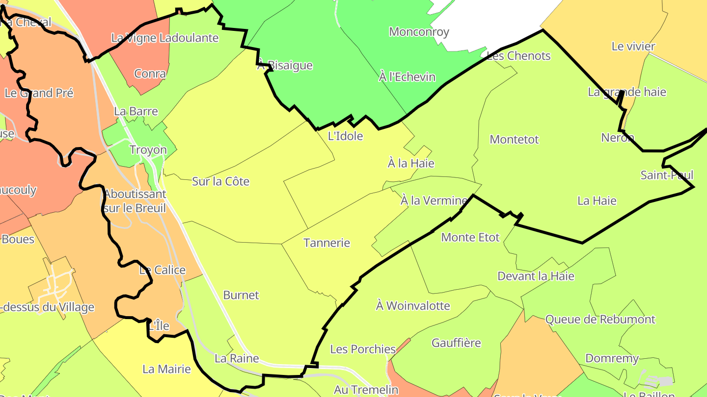 Carte des prix de l'immobilier Troyon