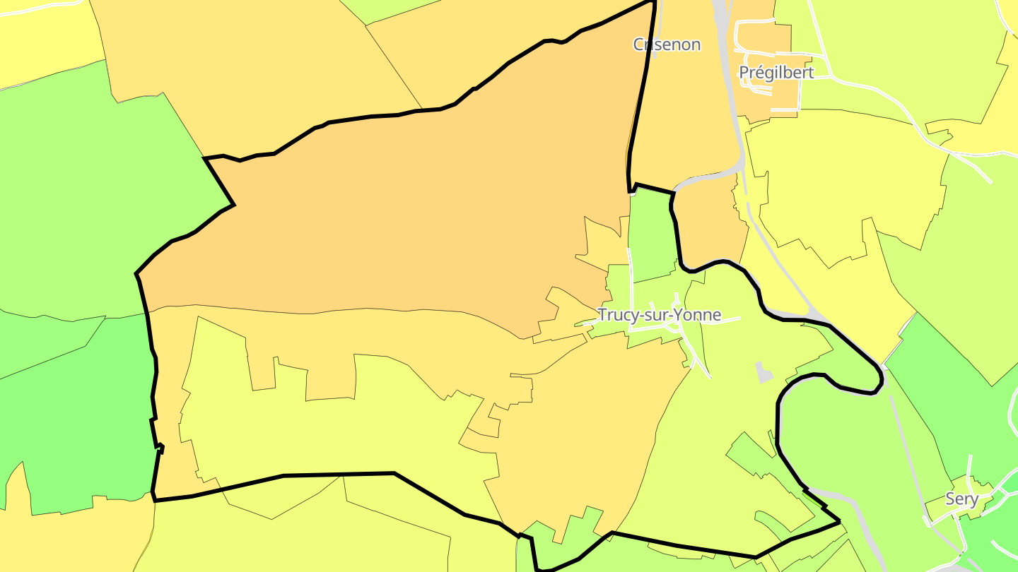 Carte des prix de l'immobilier Trucy-sur-Yonne
