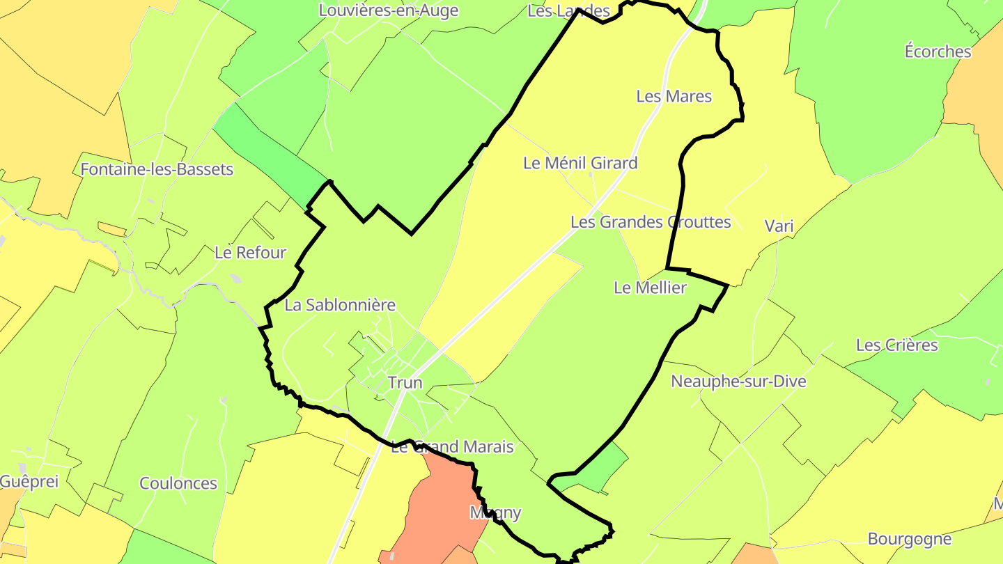 Carte des prix de l'immobilier Trun