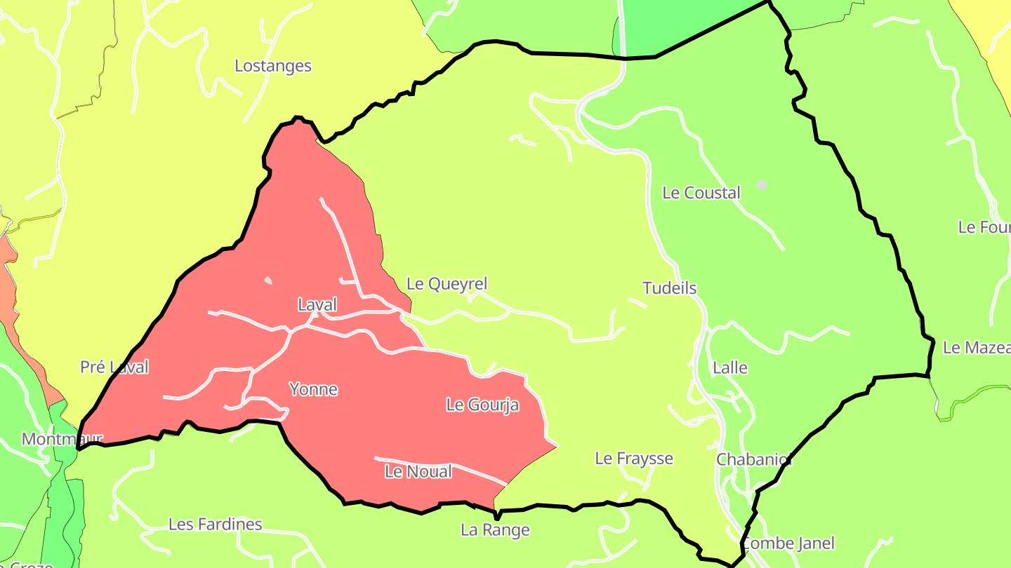 Carte des prix de l'immobilier Tudeils
