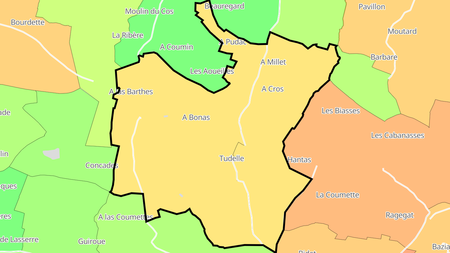Carte des prix de l'immobilier Tudelle