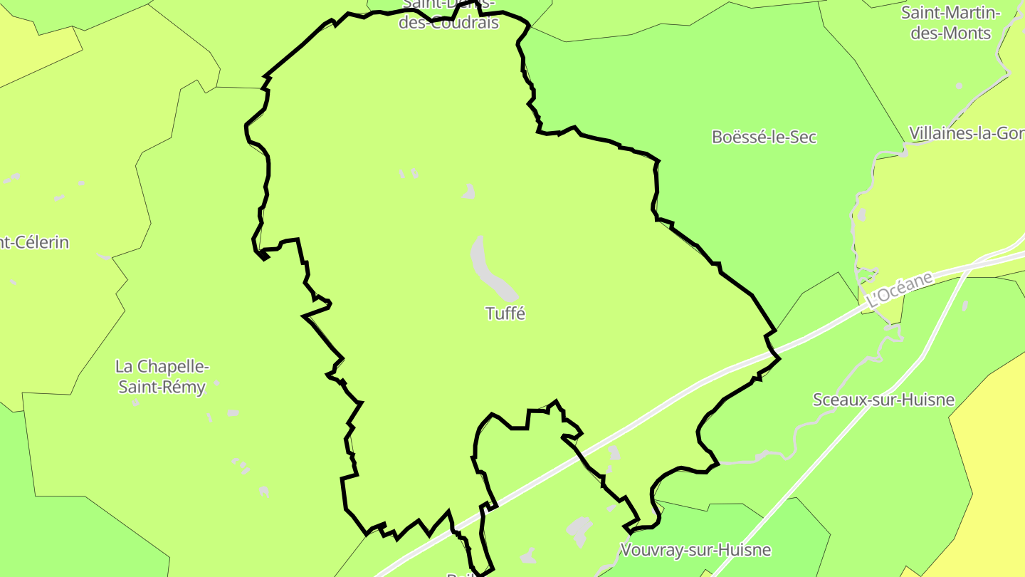 Carte des prix de l'immobilier Tuffé Val de la Chéronne