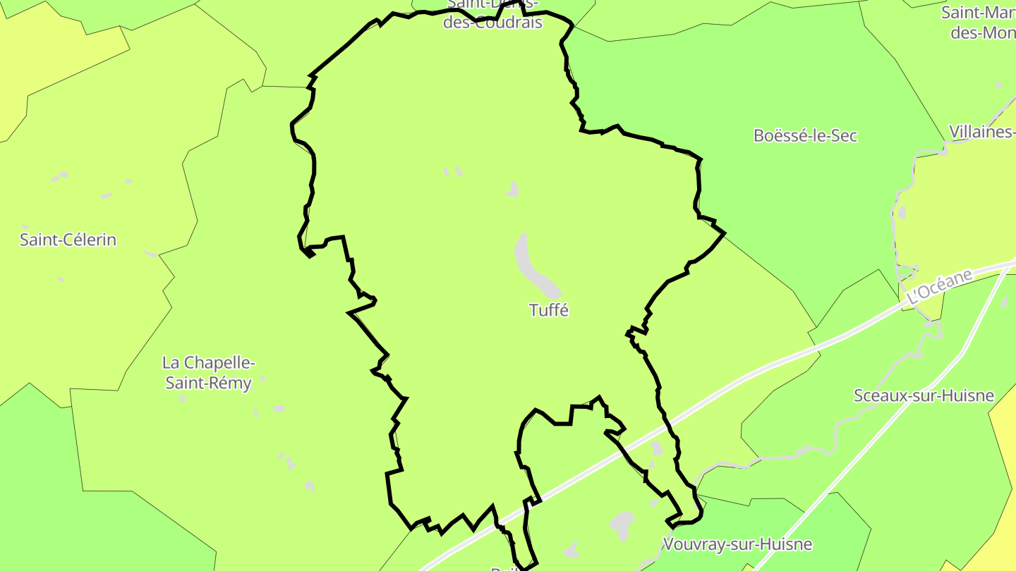 Carte des prix de l'immobilier Tuffé