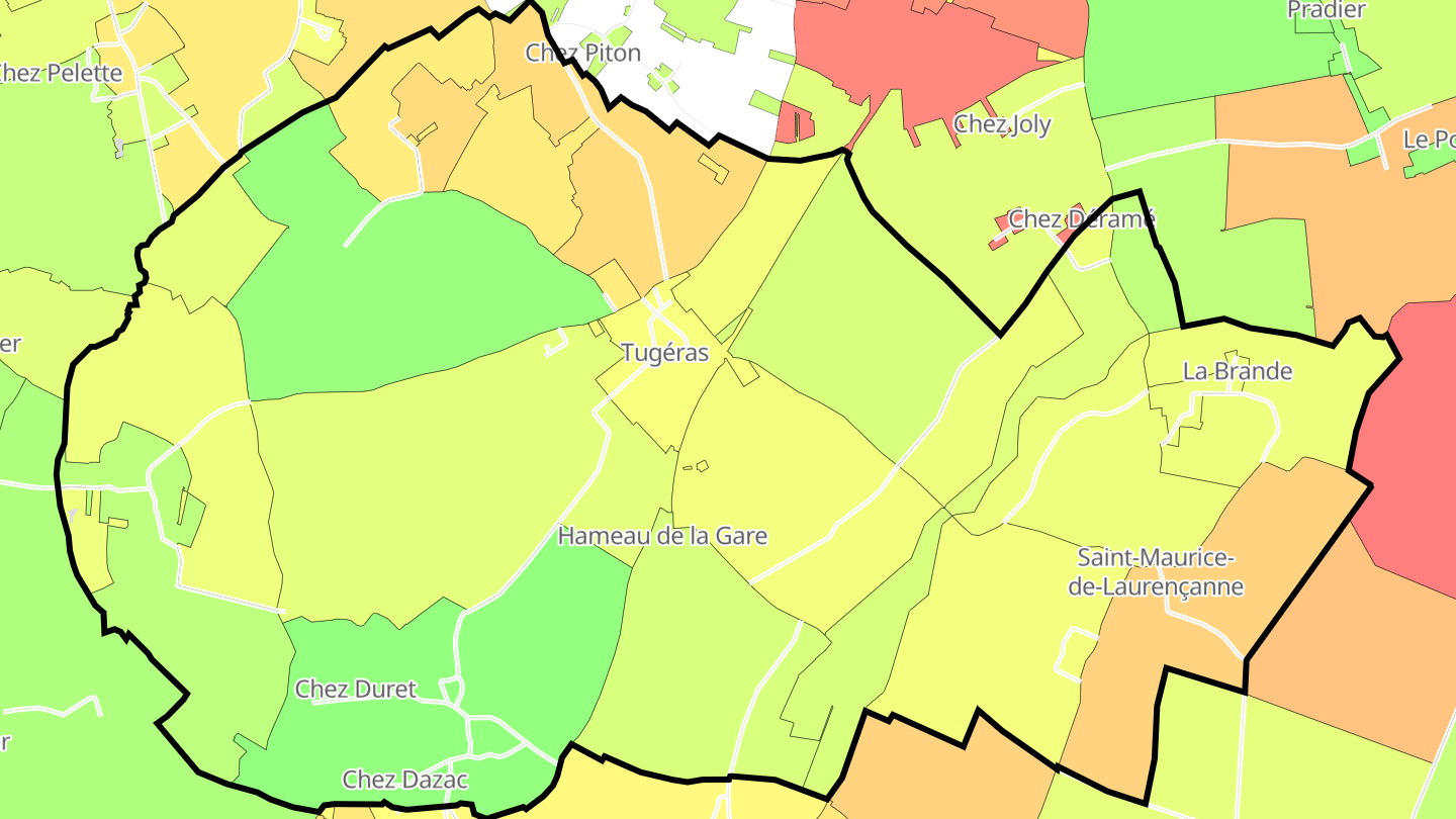 Carte des prix de l'immobilier Tugéras-Saint-Maurice