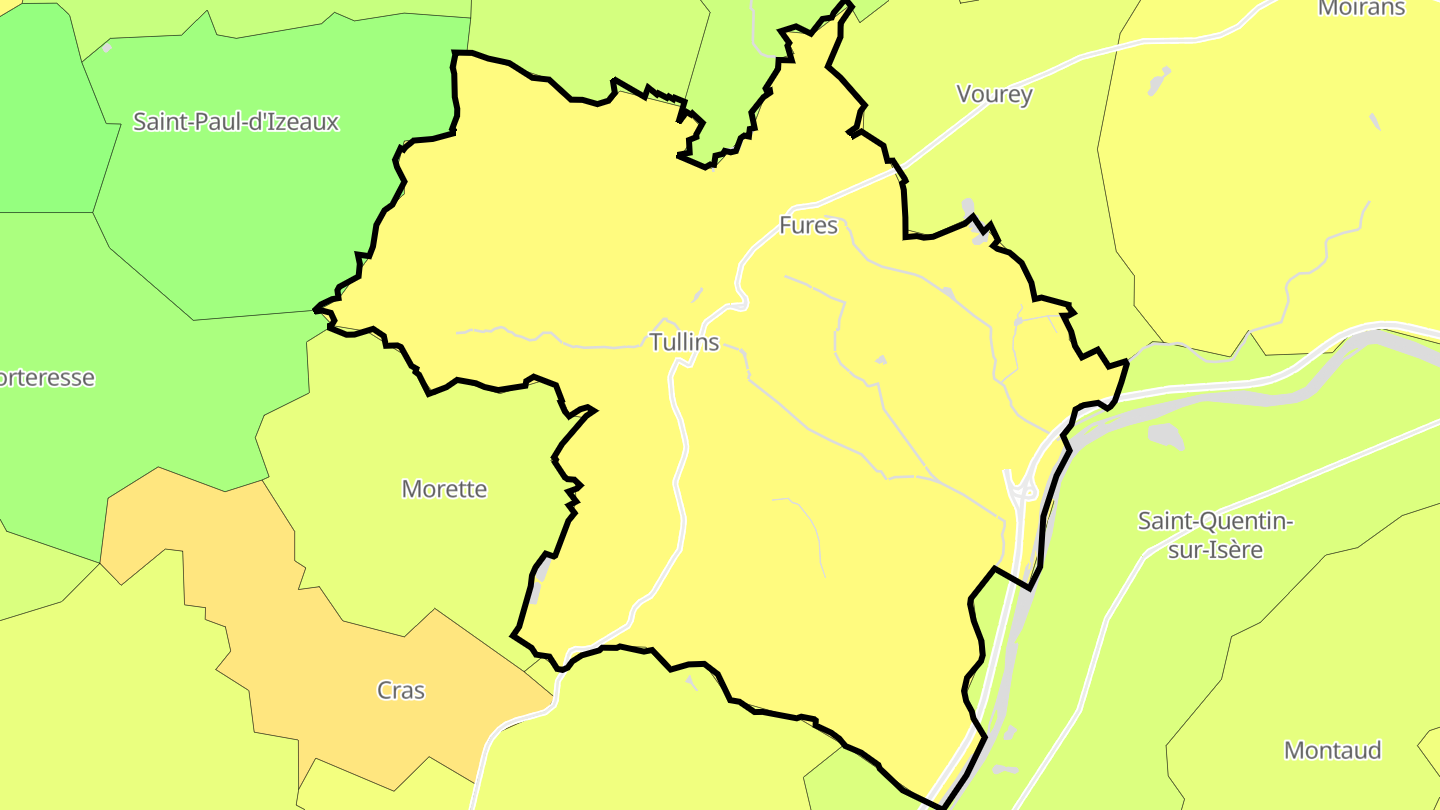 Carte des prix de l'immobilier Tullins