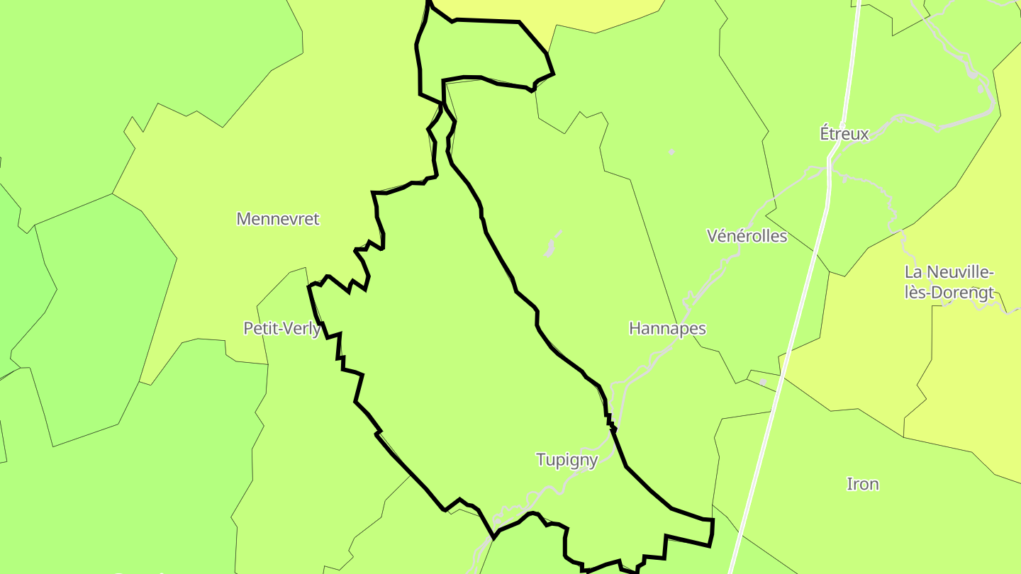 Carte des prix de l'immobilier Tupigny