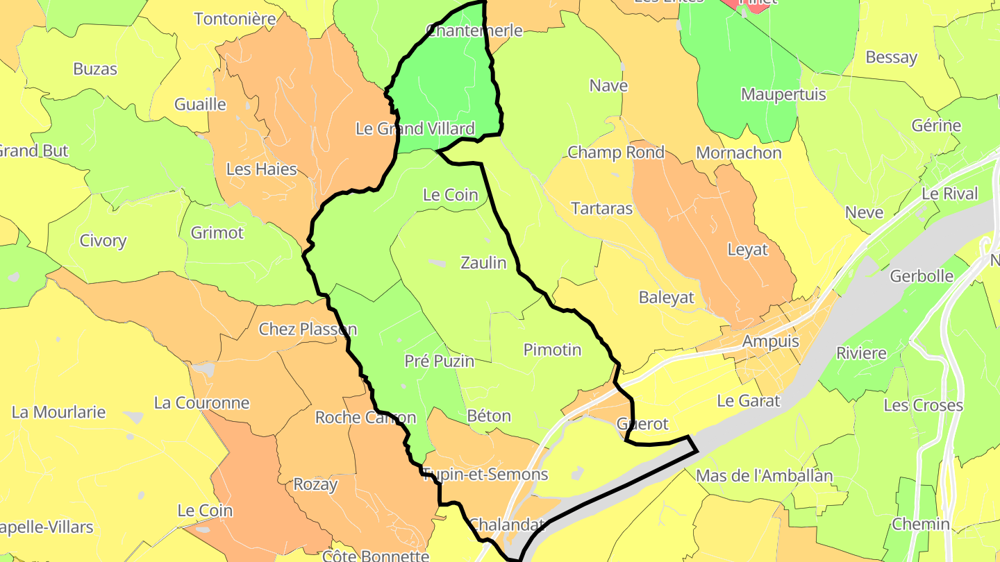 Carte des prix de l'immobilier Tupin-et-Semons