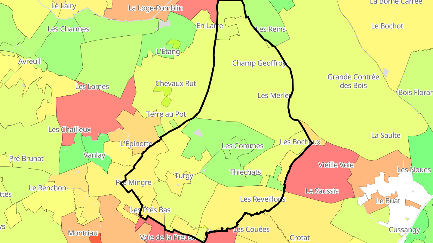 Carte des prix de l'immobilier Turgy