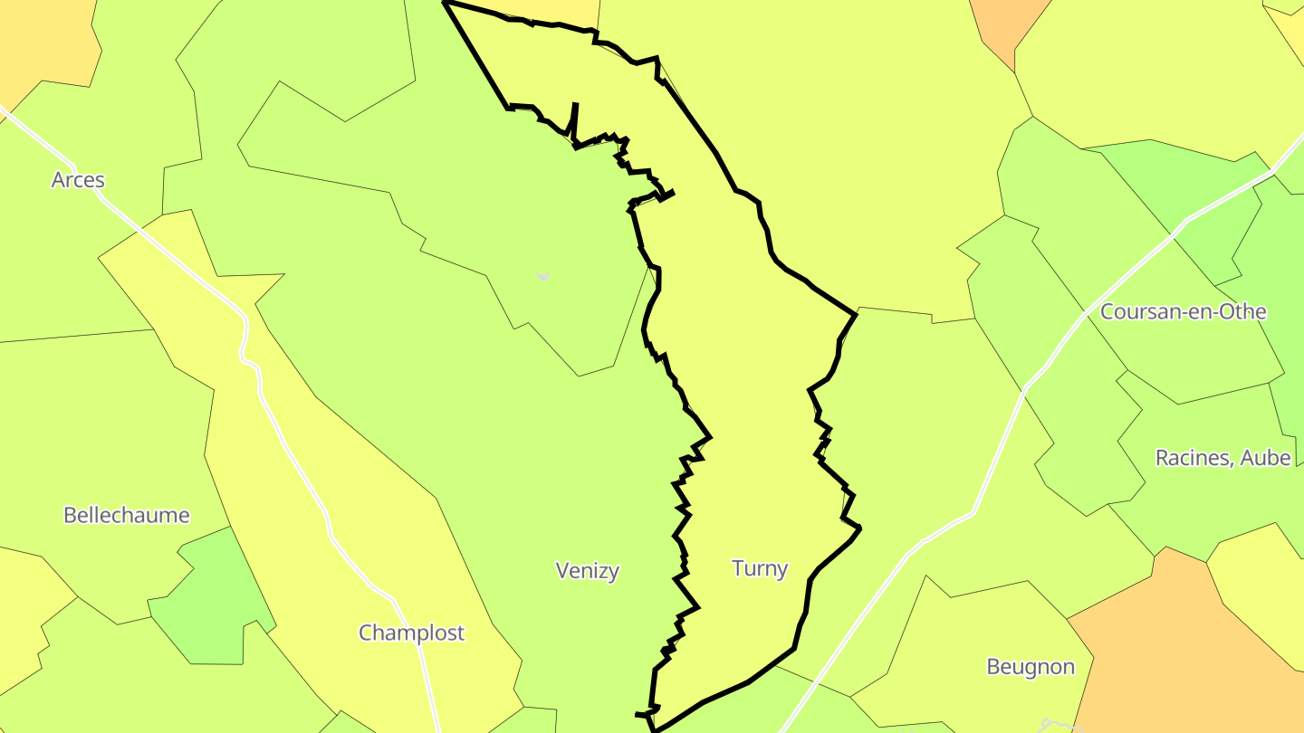 Carte des prix de l'immobilier Turny