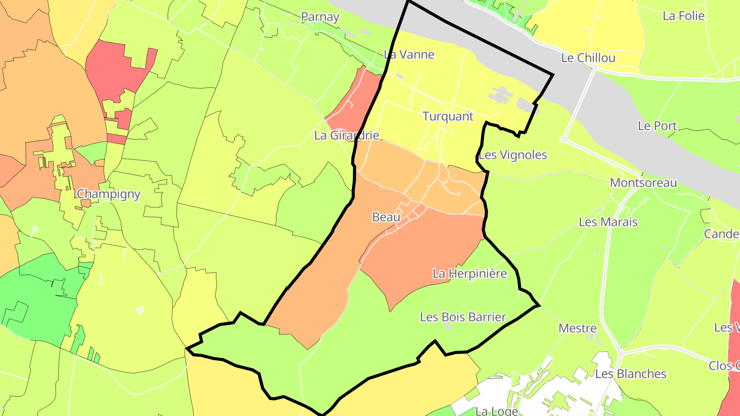 Carte des prix de l'immobilier Turquant